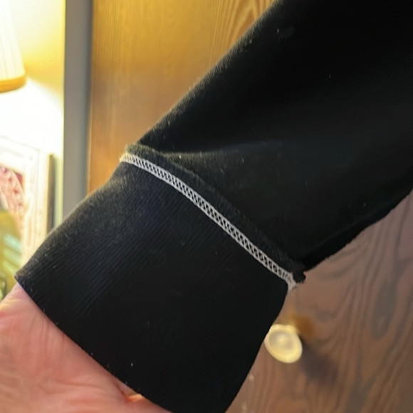 Kenzie black sleeved, checkered front, hooded sweatshirt. Size Large. - Picture 5 of 14